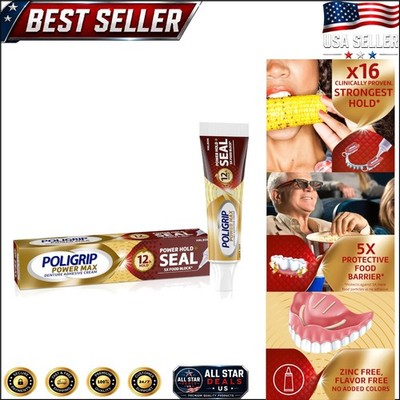 Strong Hold Poligrip Power Max Denture Adhesive - 2.2 oz Precision Seal Formula