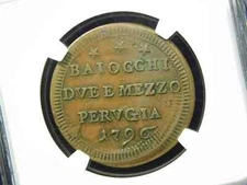 1796 Italy 2.5 Baiocchi Papal States Apostolorum Princeps - NGC XF45 Off Center