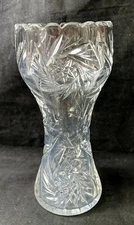 Swirling Star Antique  ABP American Brilliant Glass Corset Vase
