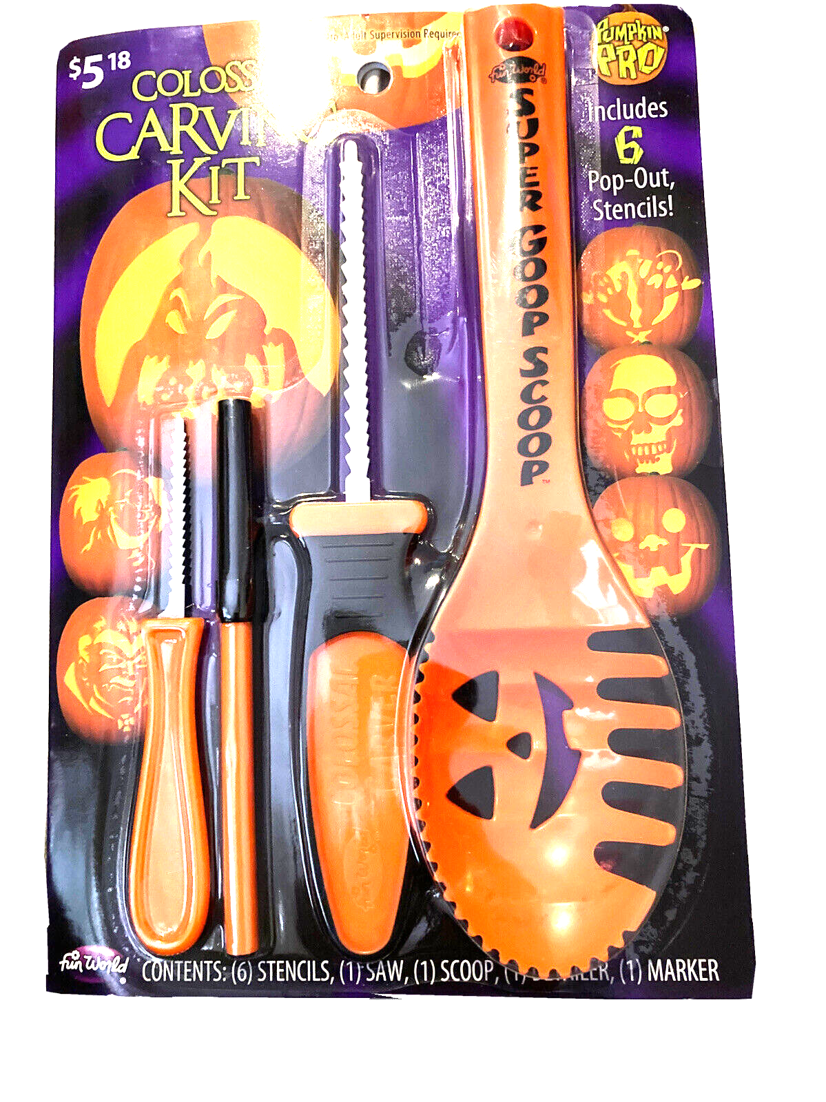 Colossal Carving Kit, Pumpkin Pro Carving 6 Pop Out Stencils