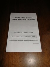 USB 2.0 3.5" External SATA Hard Drive Enclosure installation  user's guide