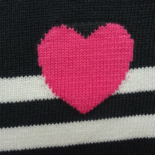OLD NAVY Girl's Knit Pullover Sweater Heart Gray White Stripe Ribbed Preppy XS - Picture 5 of 8