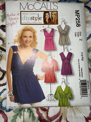 New McCalls Pattern MP258 DIY Style Cute V Neck Sleeveless Full Bottom Top L -XL