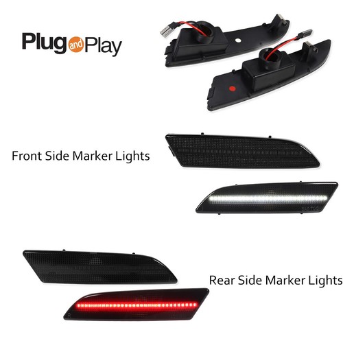 For 04-08 Chrysler Crossfire Smoke Front White + Rear Red LED Side Marker Lights - Picture 2 of 10