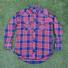Vtg Wrangler Brushpopper Plaid 90s X-Long Tails Western Rodeo Cowboy 17 35 USA