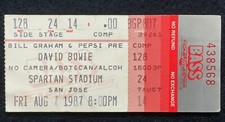 1987 David Bowie Side Stage Comp Ticket Stub Spartan Stadium Glass Spider Tour