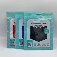 Jumbo Stretchable Book Covers Black Blue Red XXL  3Packs Fit Books up to 10X15