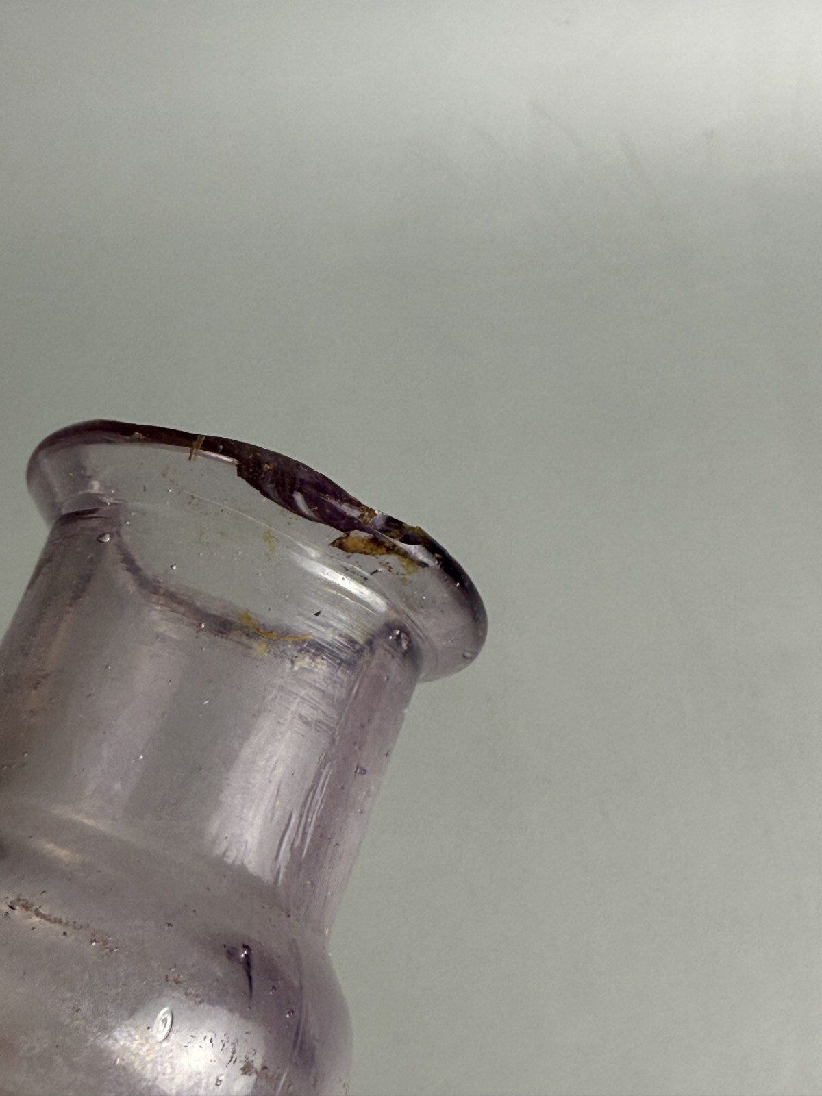 Antique Purple Glass Mustard Jar Bulbous Bottle Stamped 033