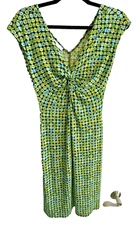 NEW Size 4 Lady Hathaway Womens Geometric Design Color Fit & Flare V Neck Dress 