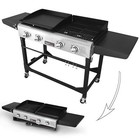 Royal Gourmet Gd401 Portable Propane Gas Grill and Griddle Combo with Side Ta.