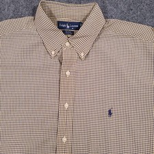Ralph Lauren Shirt Men's XL Button Up Long Sleeve Blue Yellow Gingham Check
