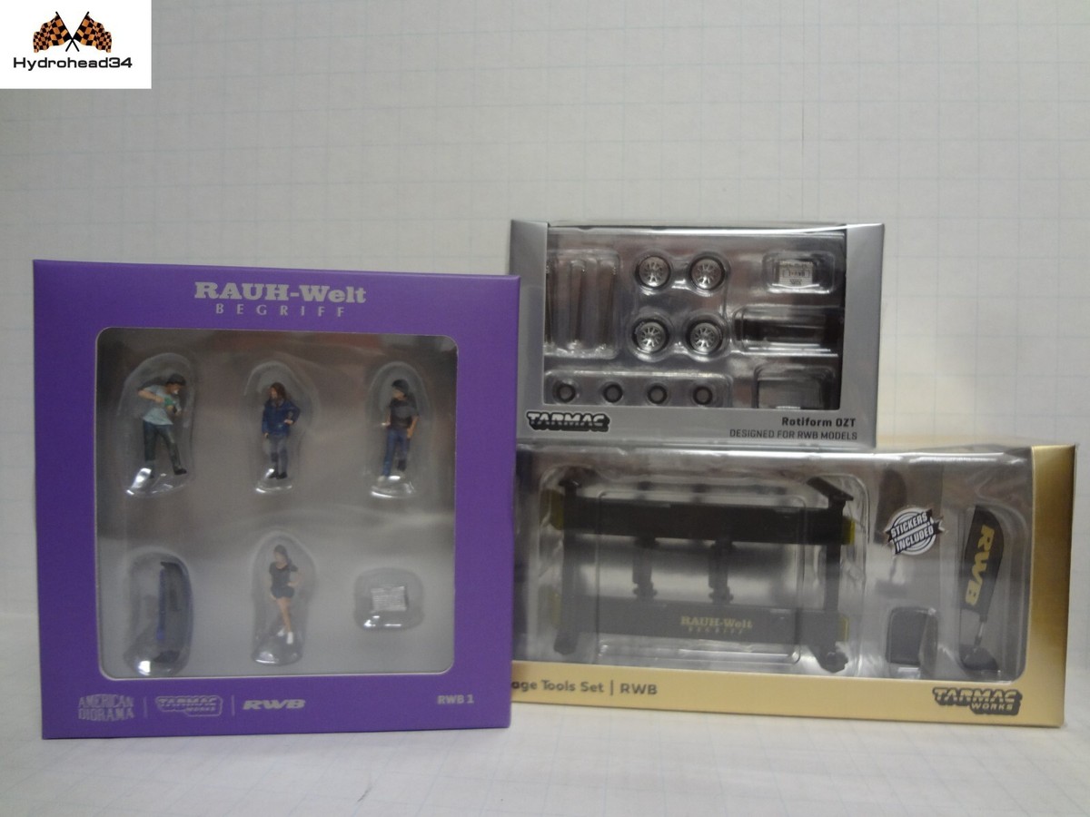Tarmac RWB Garage Tool Set + Rauh Welt RWB Figures +
