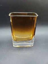 Thick Base Brown rectangle glass vase 5 7/8" Tall
