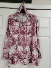 RBX Women's Plus Size 2X Multicolor Purple Tie Dye Hoodie Soft Sweatshirt Pocket