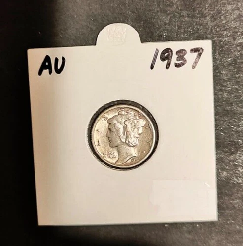 1937 Mercury Silver Dime 10C--AU