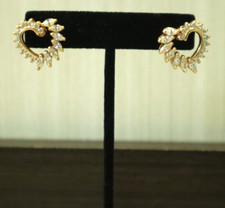 unbranded elegant earrings heart shaped gold tone crystol stones