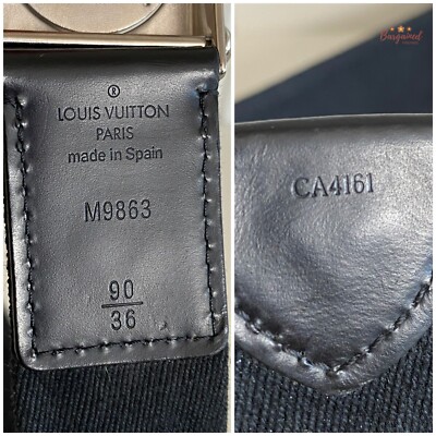 Louis Vuitton ブラックレザーベルト 90/36 Authentic Louis Vuitton Black Leather Damier Infini Ceinture