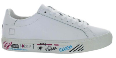 D.A.T.E. Italian Women's Newman Doodle Halbschuhe aus weißem Leder