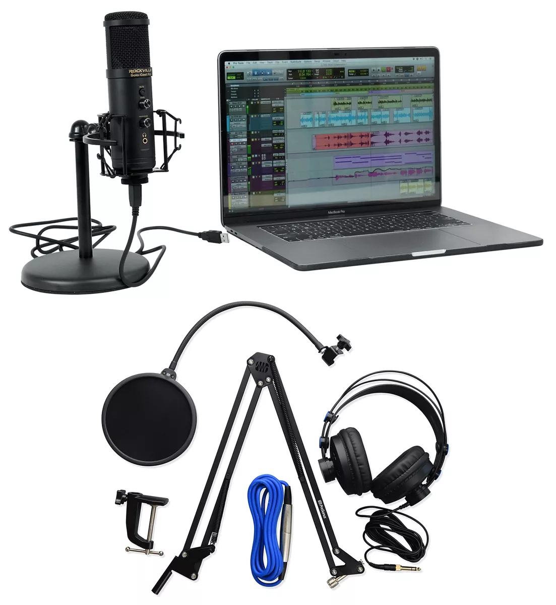 Rockville USB Computer PC Microphone Mic+Presonus Boom Arm+Pop | eBay