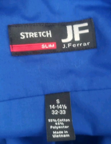 J Ferrari Dress Shirt Mens Size Small Slim Stretch Fit Long Sleeve Button Blue - Picture 7 of 7
