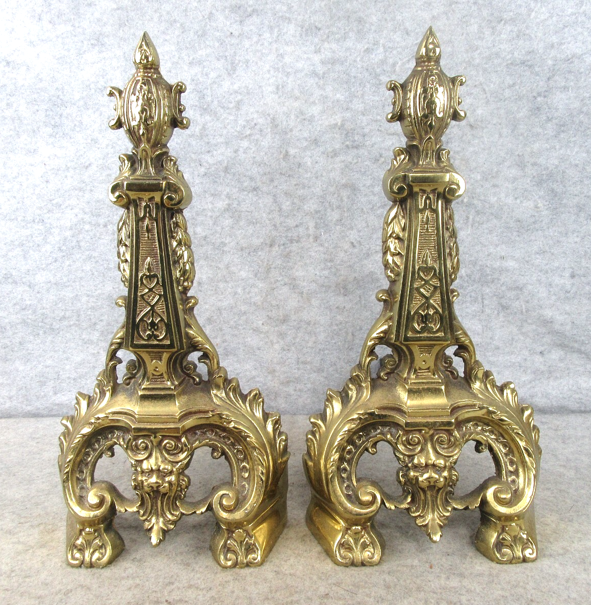 Vintage Ornate Neoclassical Gothic Faces Obelisk Solid Brass