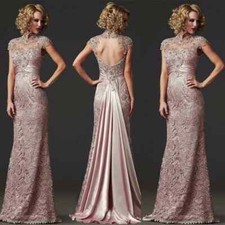 Cap Sleeves Mother Of The Bride Dresses Mermaid Lace Plus Size Long Backless