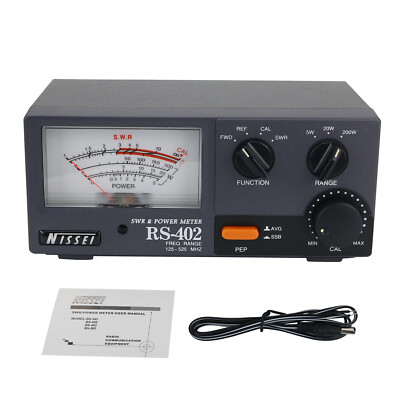200W NISSEI RS-402 Power Meter 125-525MHz SWR Watt Meter + Large Meter Display
