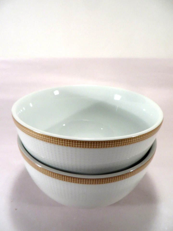Bella Lux Soup/Cereal Bowls Set of 3 Gold Edge Porcelain 5.5"dia - Image 4 of 4
