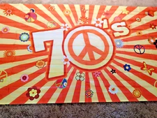 NEW Psychedelic Peace 1970's Flower Power Hippie Large Retro Banner 6.5 x 3.5'