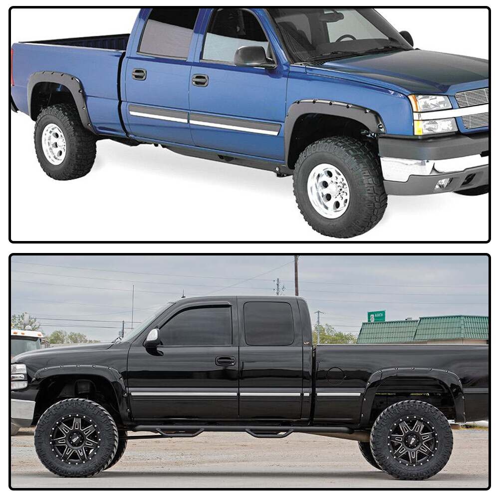 Pocket Style Bolt-On Fender Flares For 1999-2006 Chevy Silverado & GMC Sierra (Textured Black, Set Of 4)