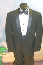 Black Tuxedo -Toulon Tailcoat Unique/Notch Lapel 80034, Wool