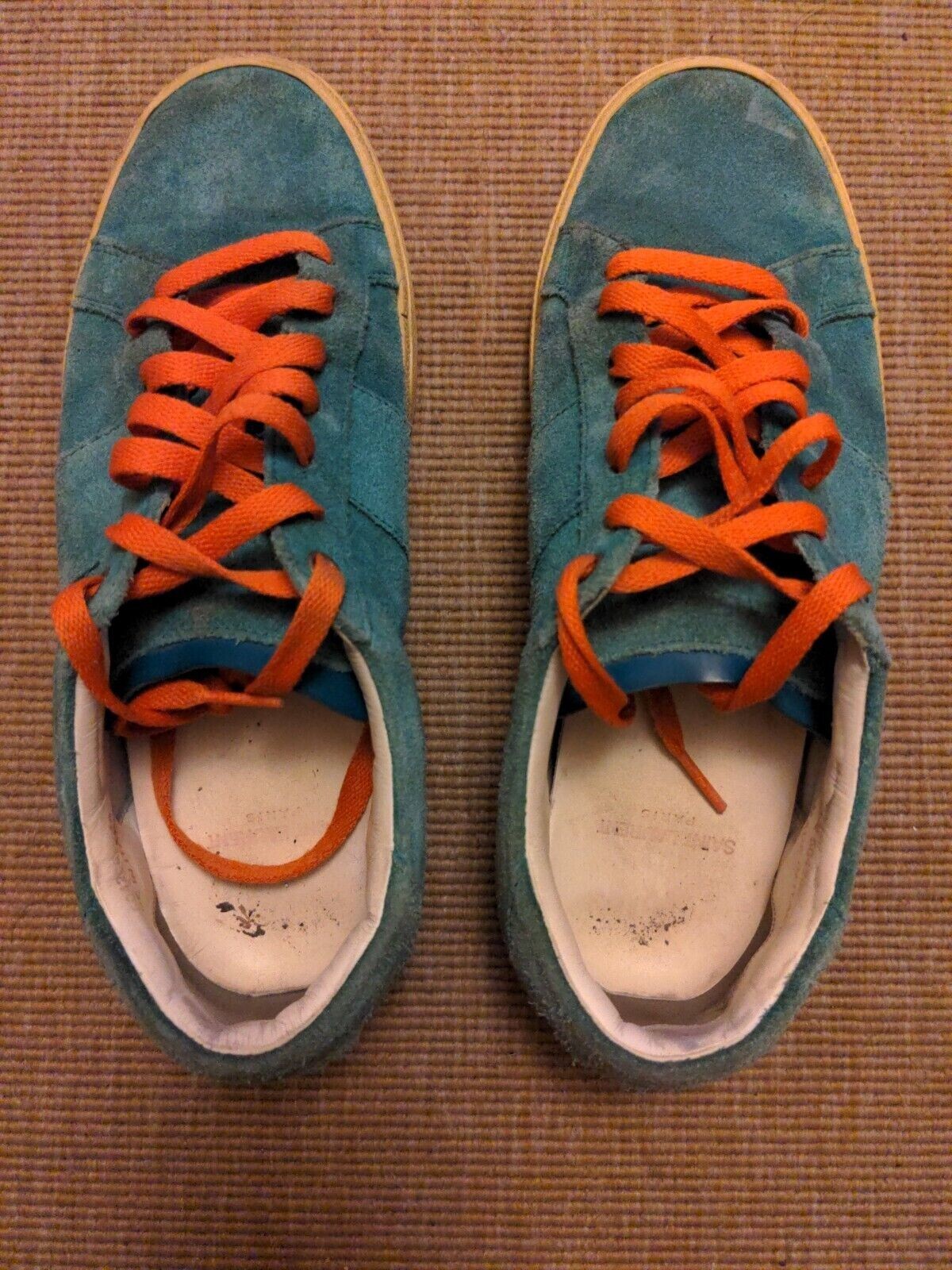 Sneakers basse Yves Saint Laurent Paris in pelle scamosciata verde colore blu taglia 40