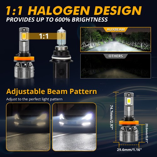 AUXBEAM 1:1 H7 H9 LED Headlight High Low Beam 6500K White For Kia Soul 2012 2013 - Picture 6 of 12