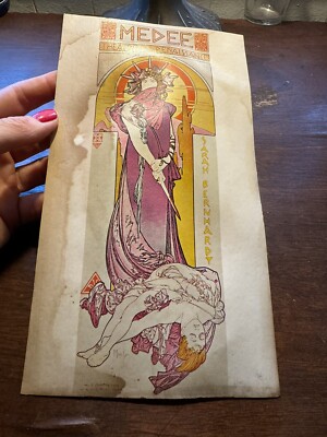 Medee Theatre De La Renaissance Vintage 1970's Original Alphonse Mucha Postcard