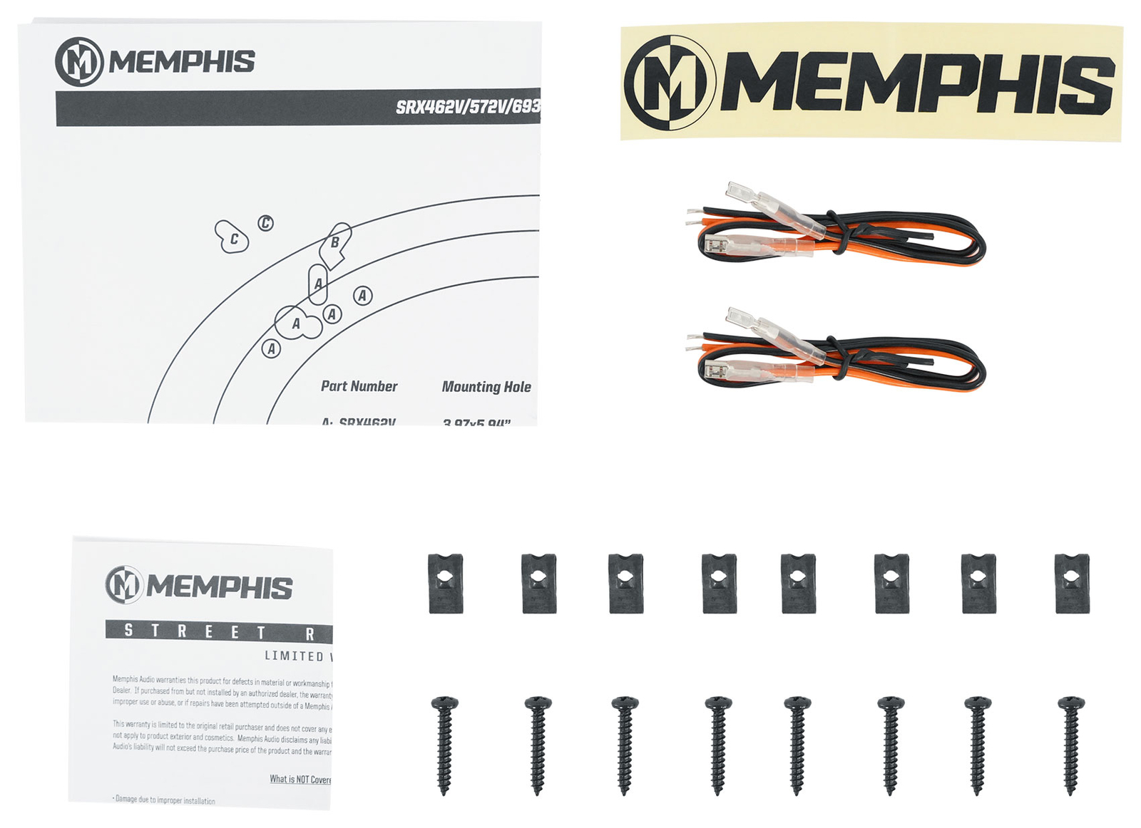 Пара тонких автомобильных динамиков Memphis Audio SRX572V 5x7 6x8 мощностью 100 Вт