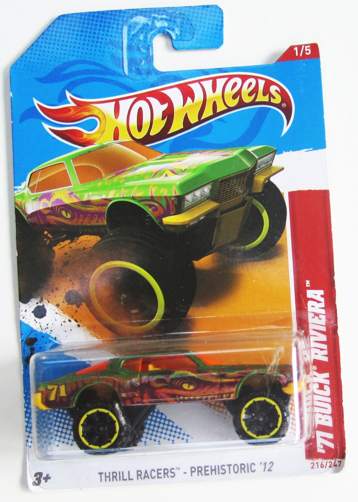 Hot Wheels '71 Buick Riviera Green 2012 #2 Near Mint Card MOC (Hi-Rakers Body)