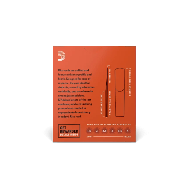 Anches D'Addario RICO Clarinette Sib"Orange Box" unfiled - toutes forces  - Photo 3/3