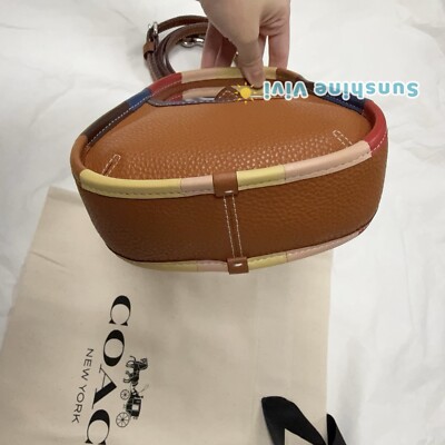 NEW Coach Mini Ergo Bag Coachtopia Brown Leather 90s Rainbow