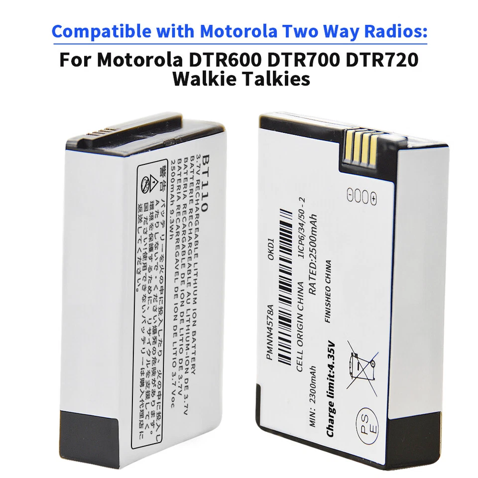 10PC PMNN4578A(BT110) 2500mAh Li-ion Battery For Motorola DTR600 DTR700 DTR720 - Image 3 of 4