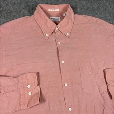 Gant Selvage Madras Button Down Shirt Men's Large Pink Salmon Long Sleeve