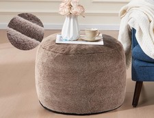 Round Pouf Ottoman 20"x15" Bean Bag Ottoman Soft Top Comfortable Small Foot S...