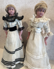 Pair of Antique 1890s English Pierotti? Poured Wax Dolls Twins 18”