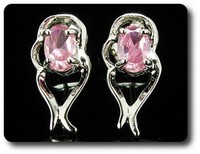 Saphir Rosa Ohrringe 2X7 Mm WeißGold Vergoldet 18 K