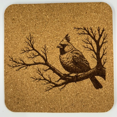 #ad #ad Northern Cardinal Cork Coaster Set 4 Bird Lover Engraved Drink Coasters $13.85