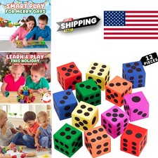 Colorful Foam Dice 12 Pack Jumbo Size Perfect for Kids Classroom Activities