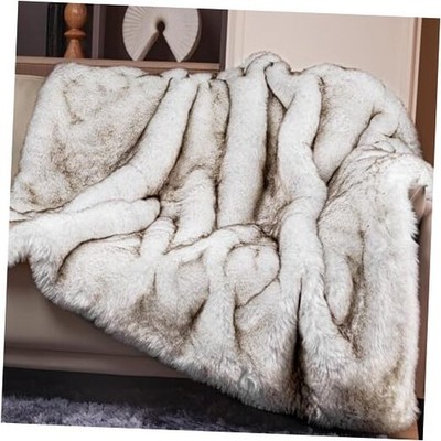 Luxury 1000GSM Faux Fur Throw Blanket, Super Heavy Thick Queen-80''x80'' White