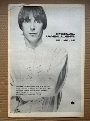 PAUL WELLER DEBUT POSTER SIZED original music press advert from 1992 (corner cre