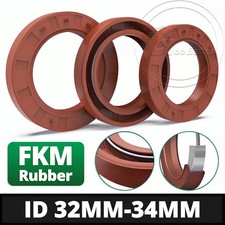Oil Seal 32mm-34mm ID Rotary Shaft FKM Rubber Double Lip Stainless Steel Spring