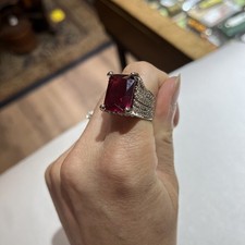 Large Pinkish Ruby Gothic Ring In Vampire Set...