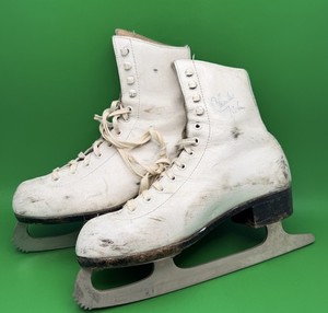 Riedell Women's Sz 6 Ice Skates Sheffield Vintage White Olympic Medalist Signed